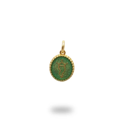 Ciondolo Cerchio Ovale Corno Scaramantico con Smalto in Bronzo