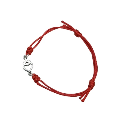 Braccialetto Cordino con Cuore Ex Voto in Bronzo regolabile artigianale