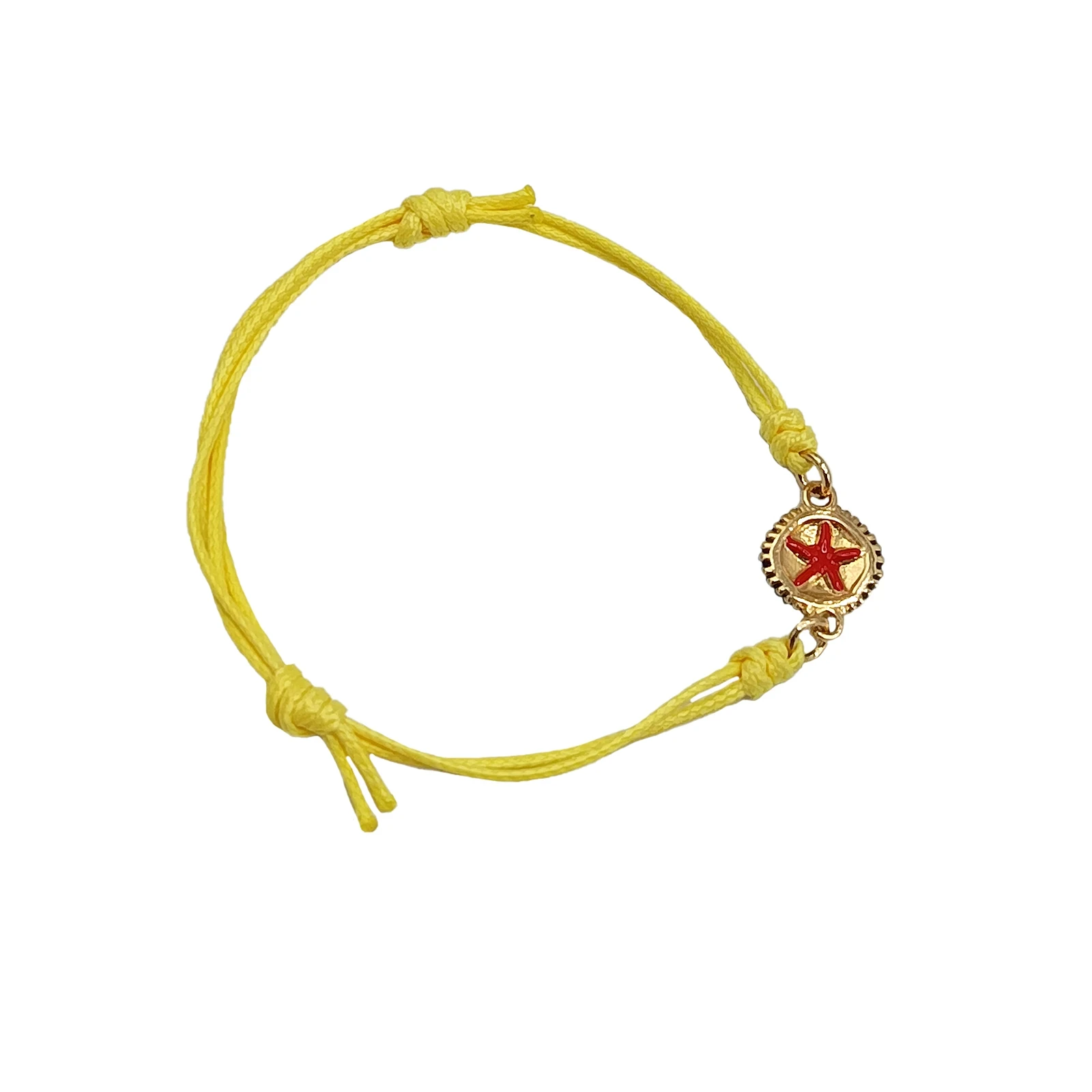 Braccialetto Cordino Riccio di Mare Oro con Smalto in Argento 925 regolabile artigianale Made in Italy