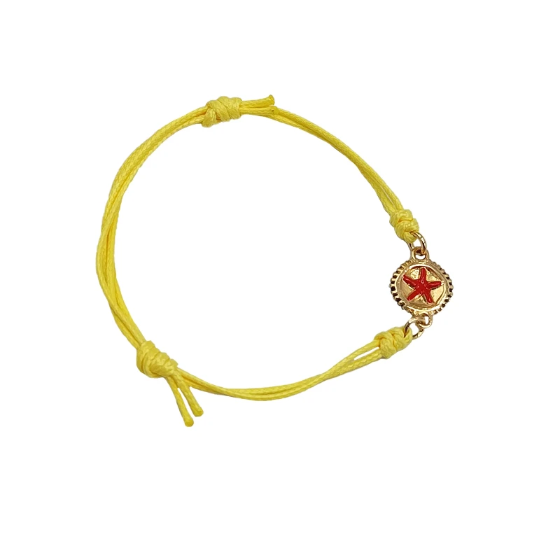 Braccialetto Cordino Riccio di Mare Oro con Smalto in Argento 925 regolabile artigianale Made in Italy