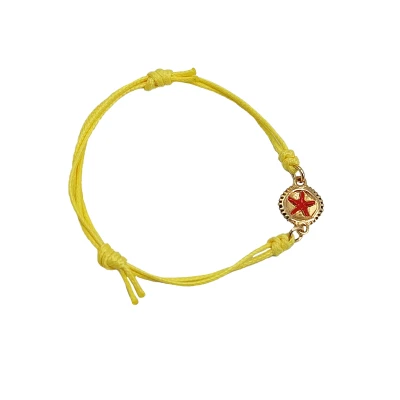 Braccialetto Cordino Riccio di Mare Oro con Smalto in Argento 925 regolabile artigianale Made in Italy