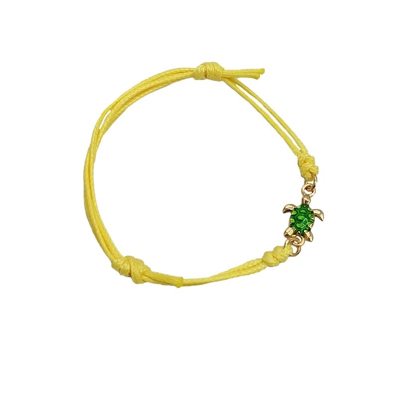 Braccialetto Cordino Tartaruga Oro con Smalto in Bronzo regolabile artigianale Made in Italy