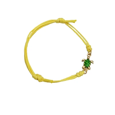 Braccialetto Cordino Tartaruga Oro con Smalto in Bronzo regolabile artigianale Made in Italy