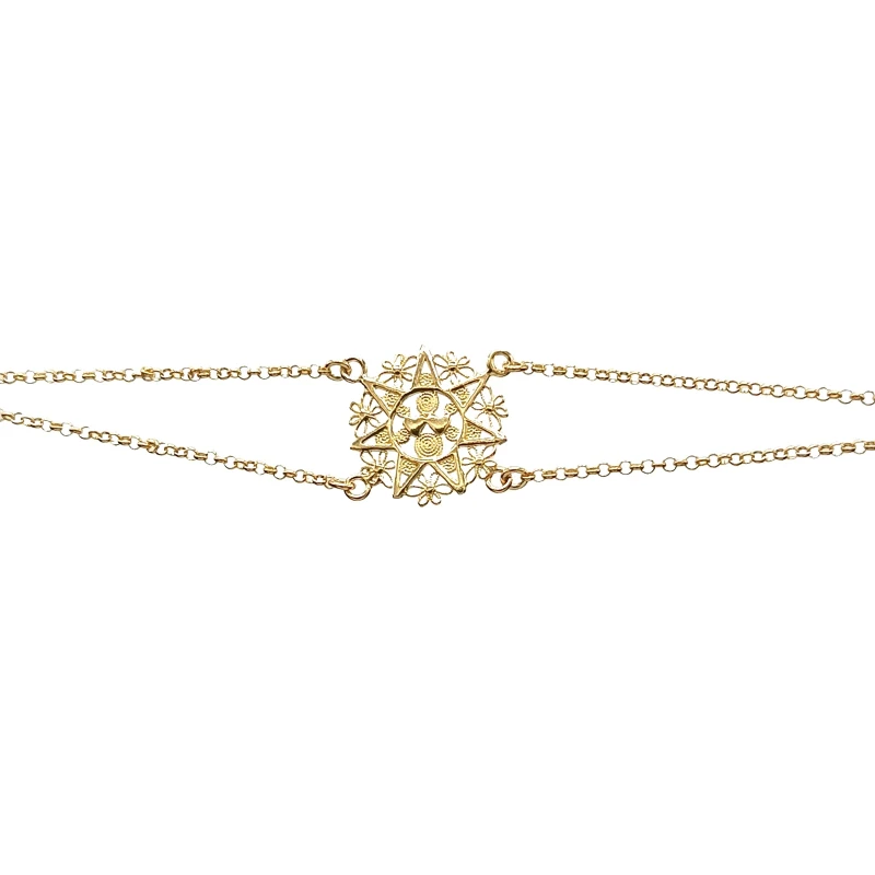 Bracciale in argento 925 placcato oro con charm presentosa abruzzese, gioiello artigianale Made in Italy