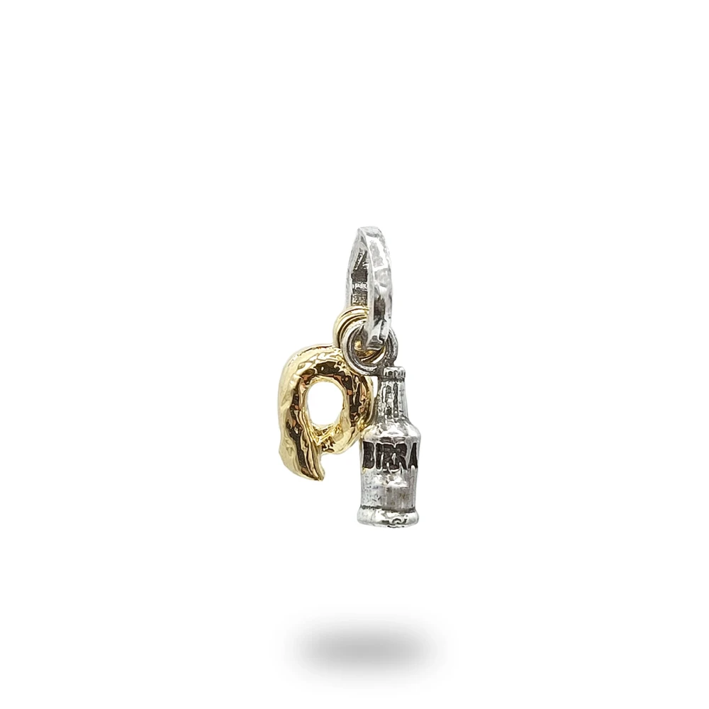 Ciondolo Birra e Taralli Oro in Argento 925 – Gioiello Food Made in Italy