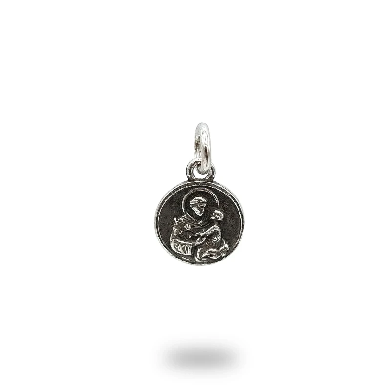 Ciondolo Sant'Antonio da Padova in Argento 925, gioiello religioso artigianale Made in Italy.
