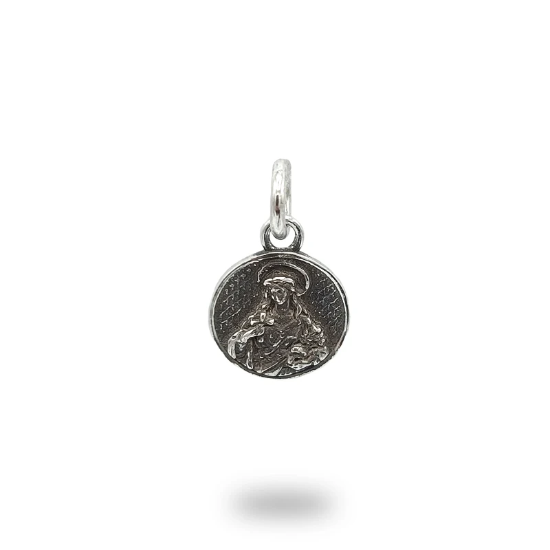 Ciondolo Santa Rosalia in Argento 925, gioiello religioso artigianale Made in Italy dedicato alla Santa Patrona di Palermo.