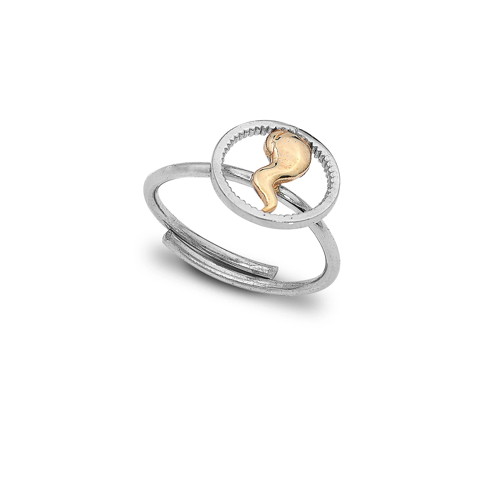 Anello in Argento 925 Rodiato con Corno Scaramantico Placcato Oro – Made in Italy