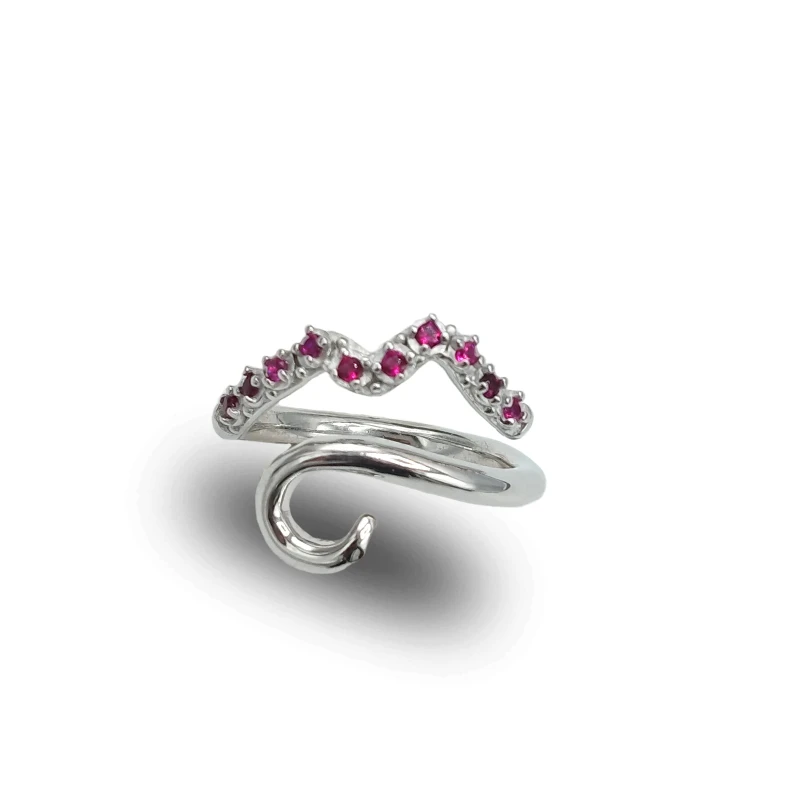 Anello Vesuvio Strass Rossi in Argento 925
