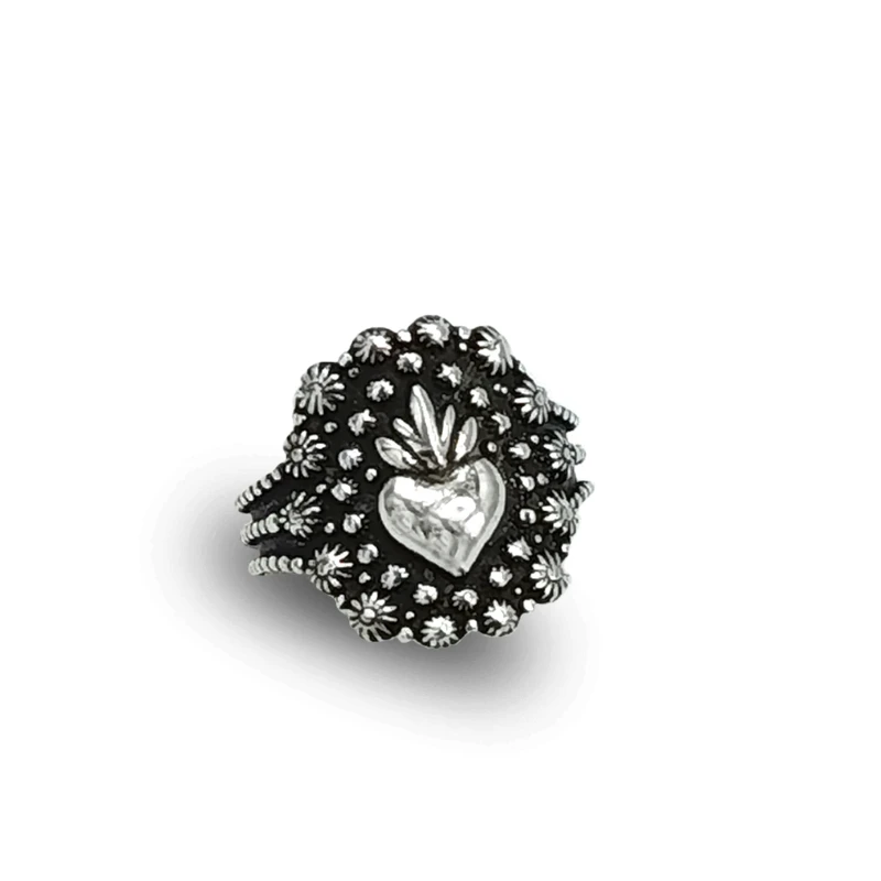 Anello Cuore Ex Voto in Argento 925, simbolo tradizionale di amore e devozione.