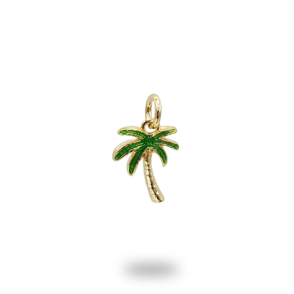 Ciondolo Palma in Argento 925, pendente artigianale dal carattere mediterraneo.